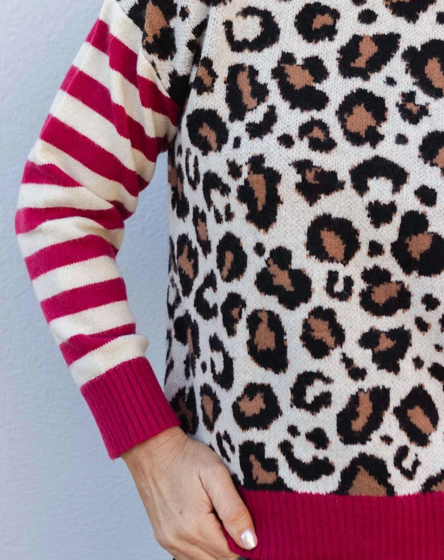 Wildly Underrated Striped Sweater In Leopard