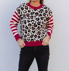Wildly Underrated Striped Sweater In Leopard Tops Womens - camisoles best price