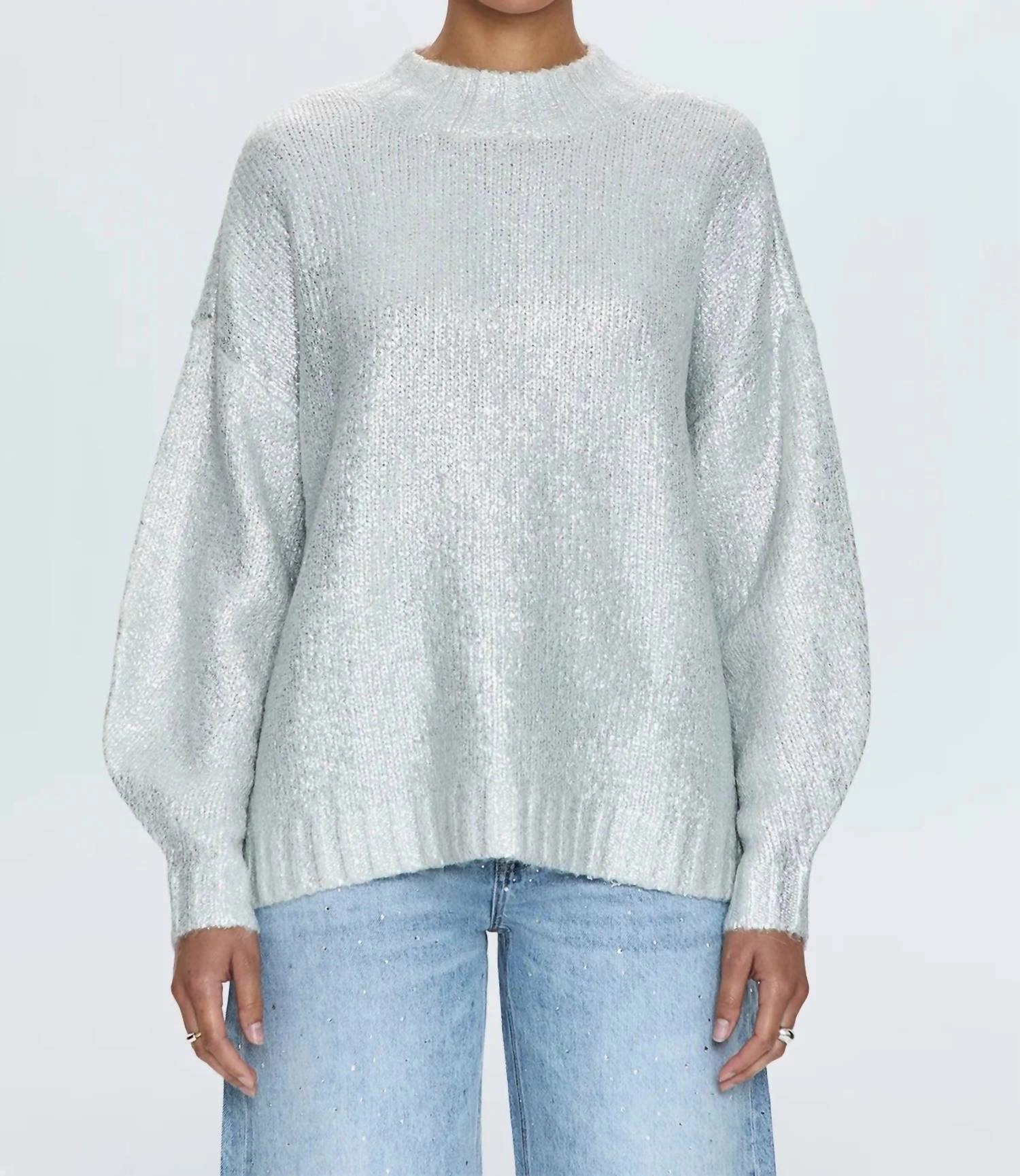 Women's Carlen Mock Neck Sweater In White Tops Womens - sheer tops clearance