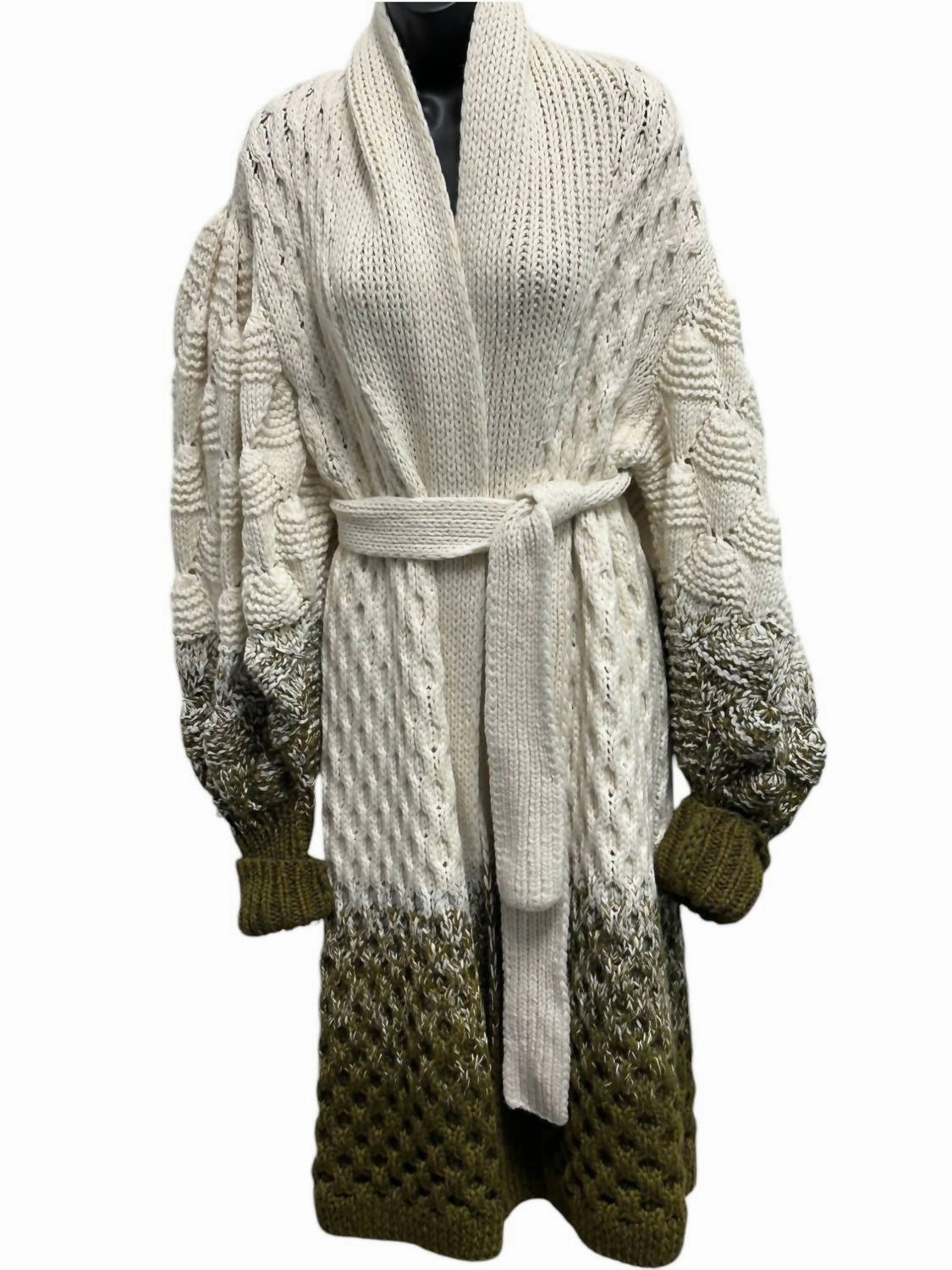 Women's Eva Cashmere Coat In Off White & Olive Tops Womens - high-neck blouses