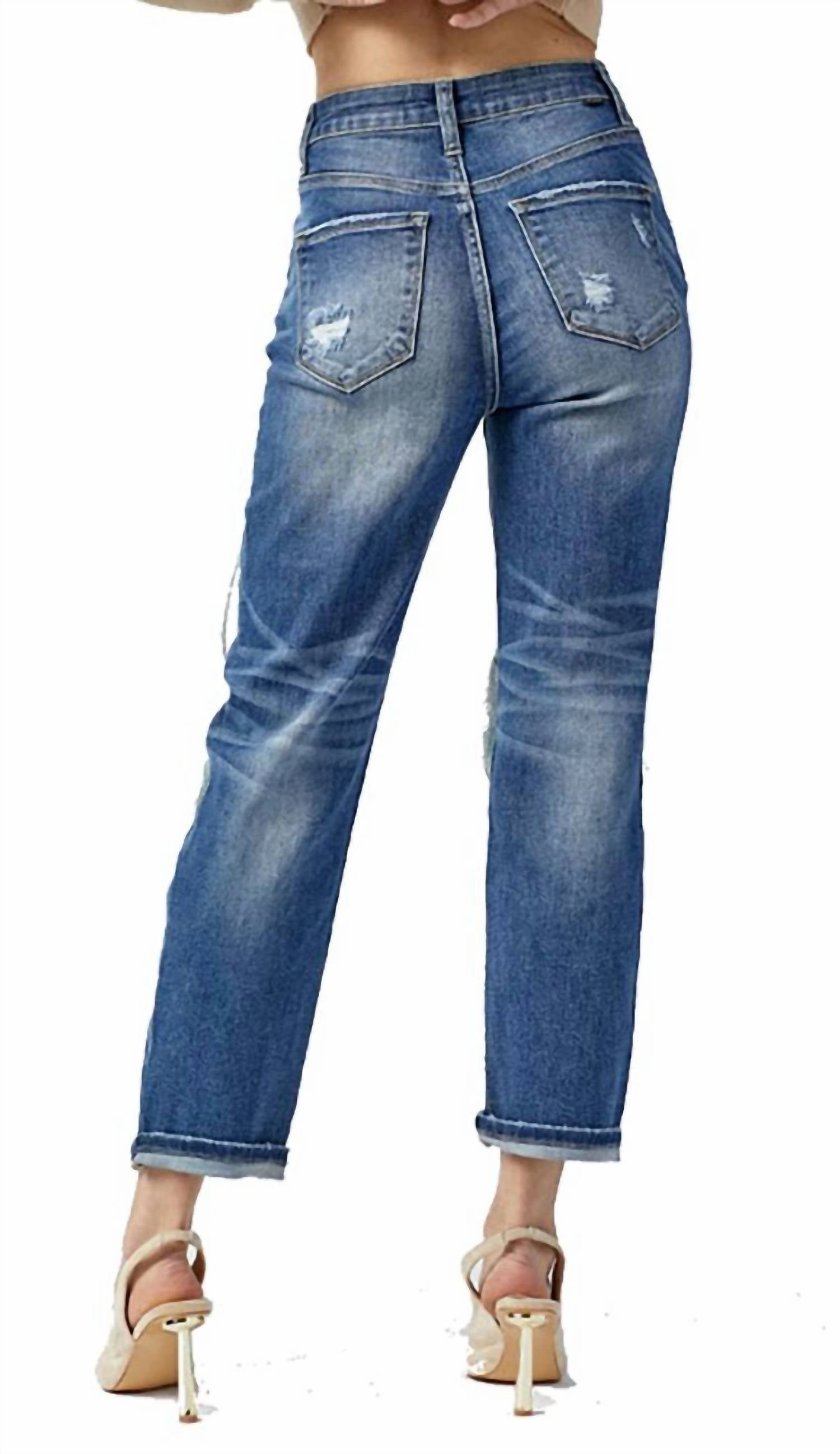 Women's High Rise Dark Straight Jean In Dark Blue