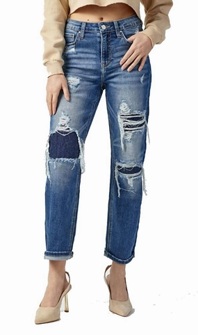 Women's High Rise Dark Straight Jean In Dark Blue womens wide-leg pants promo