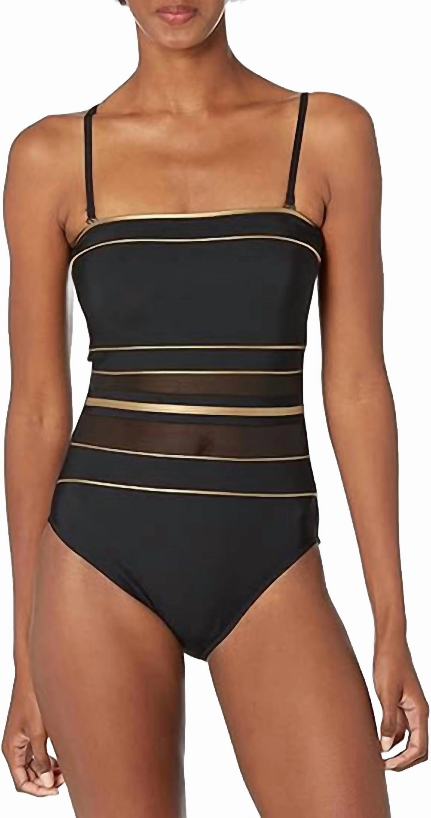 Women's Onyx Bandeau One Piece Swim In Black/gold Swim Womens - underwire swimsuits
