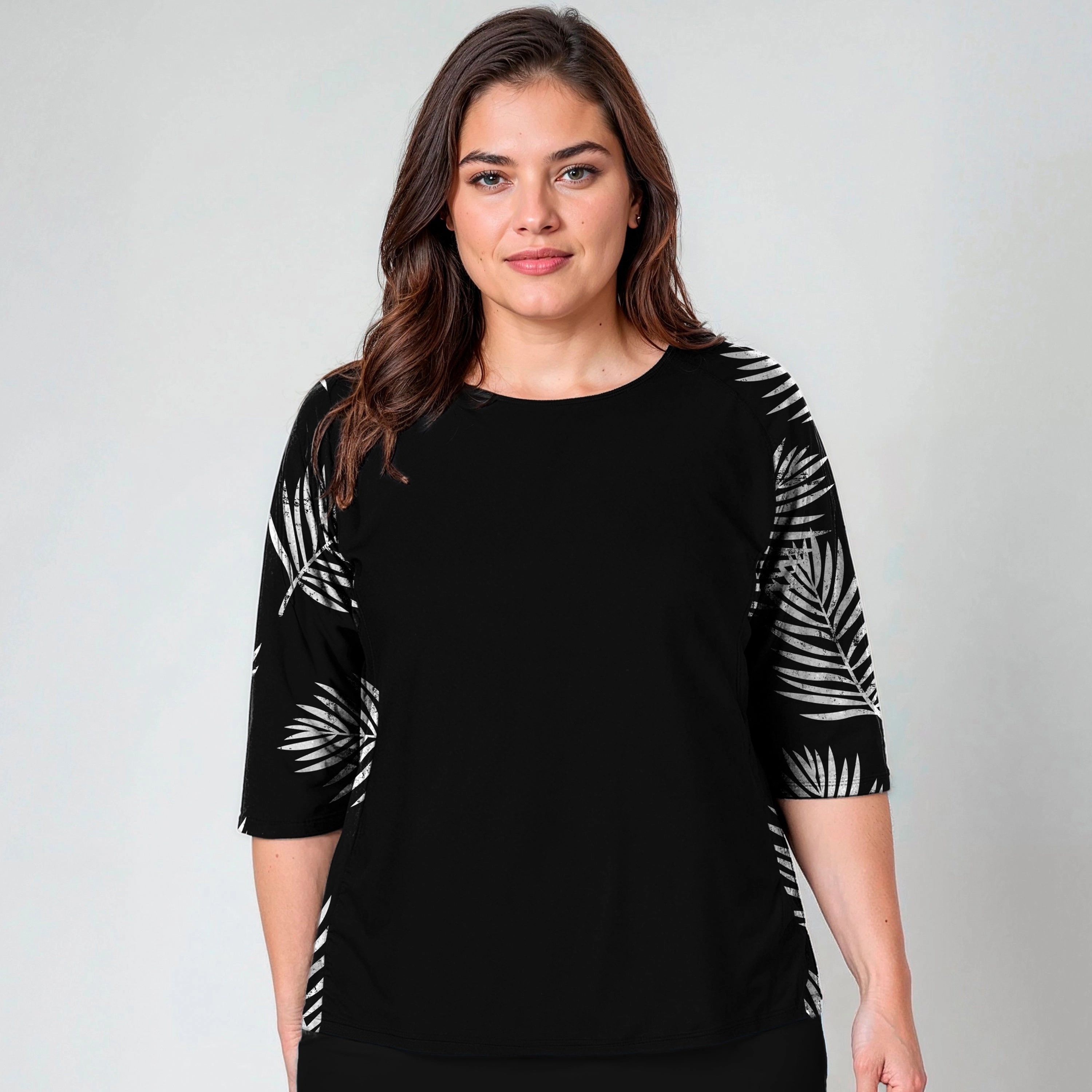 Women's Plus Loose Fit 3/4 Sleeve Rash Guard Margaux Swim Top