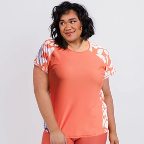 Women's Plus Loose Fit Short Sleeve Adele Swim Top Swim Womens - tie-side bikinis