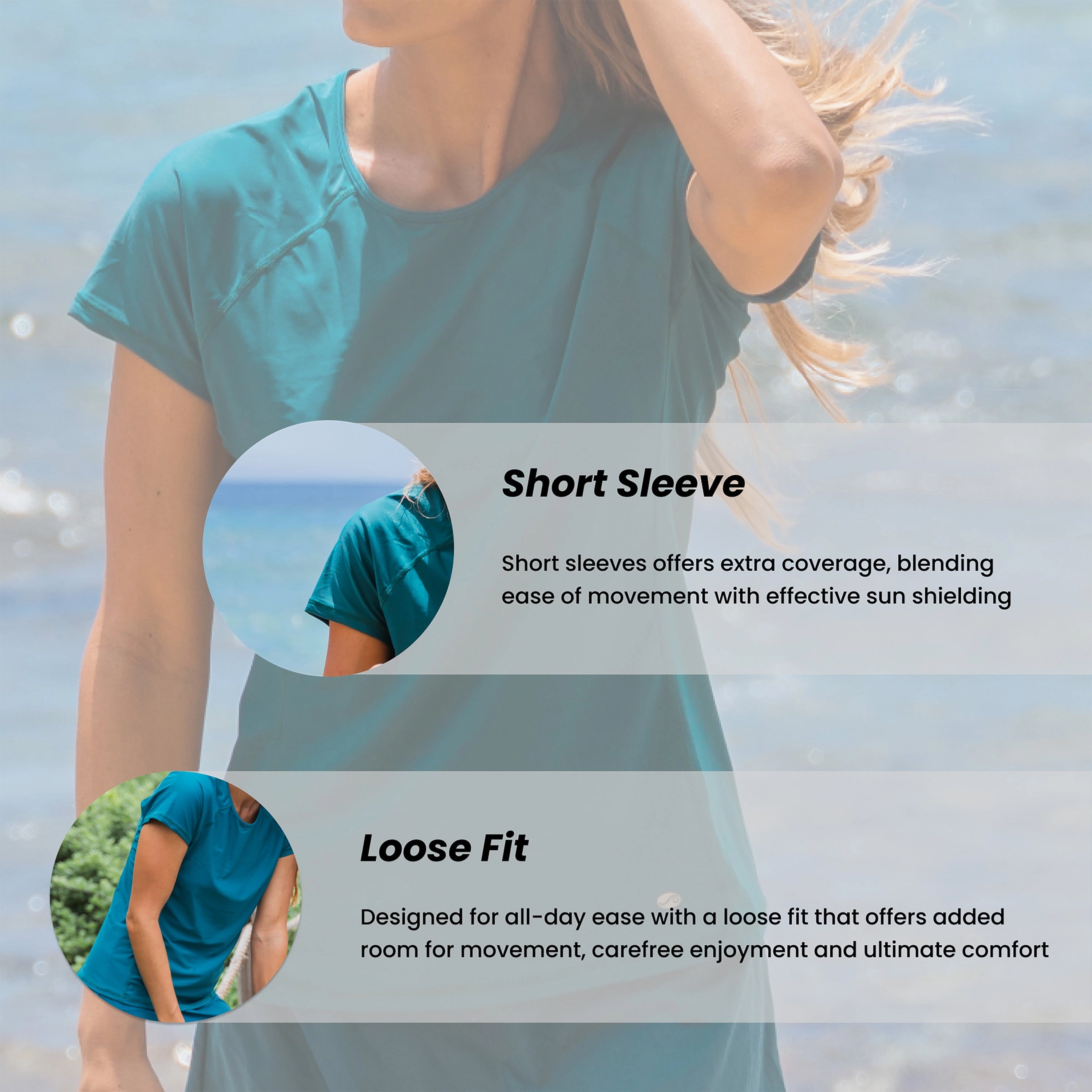 Women's Plus Loose Fit Short Sleeve Adele Swim Top