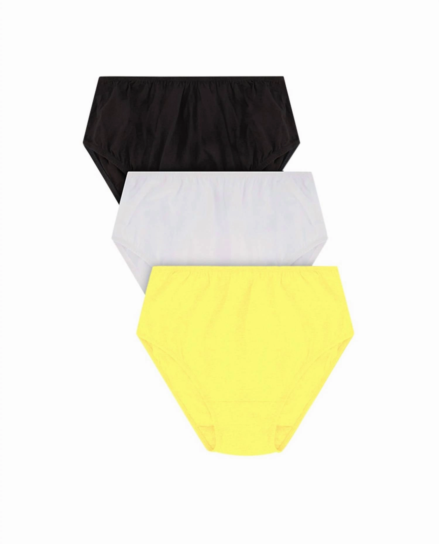 Women's Plus Size Solid Panties 3-Pack In Black/white/yellow