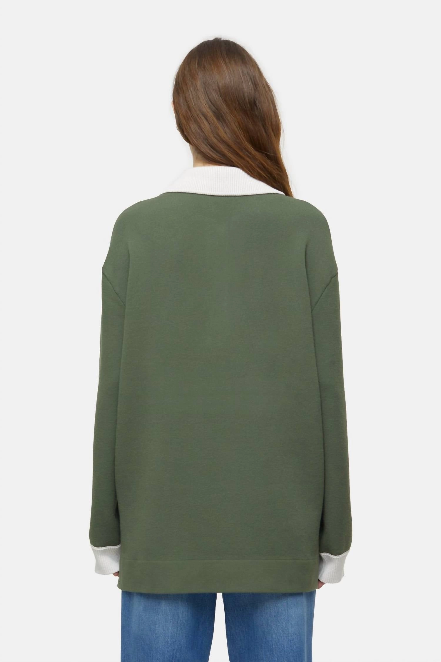 Women's Polo Shirt In Two-Tone In Green Weed