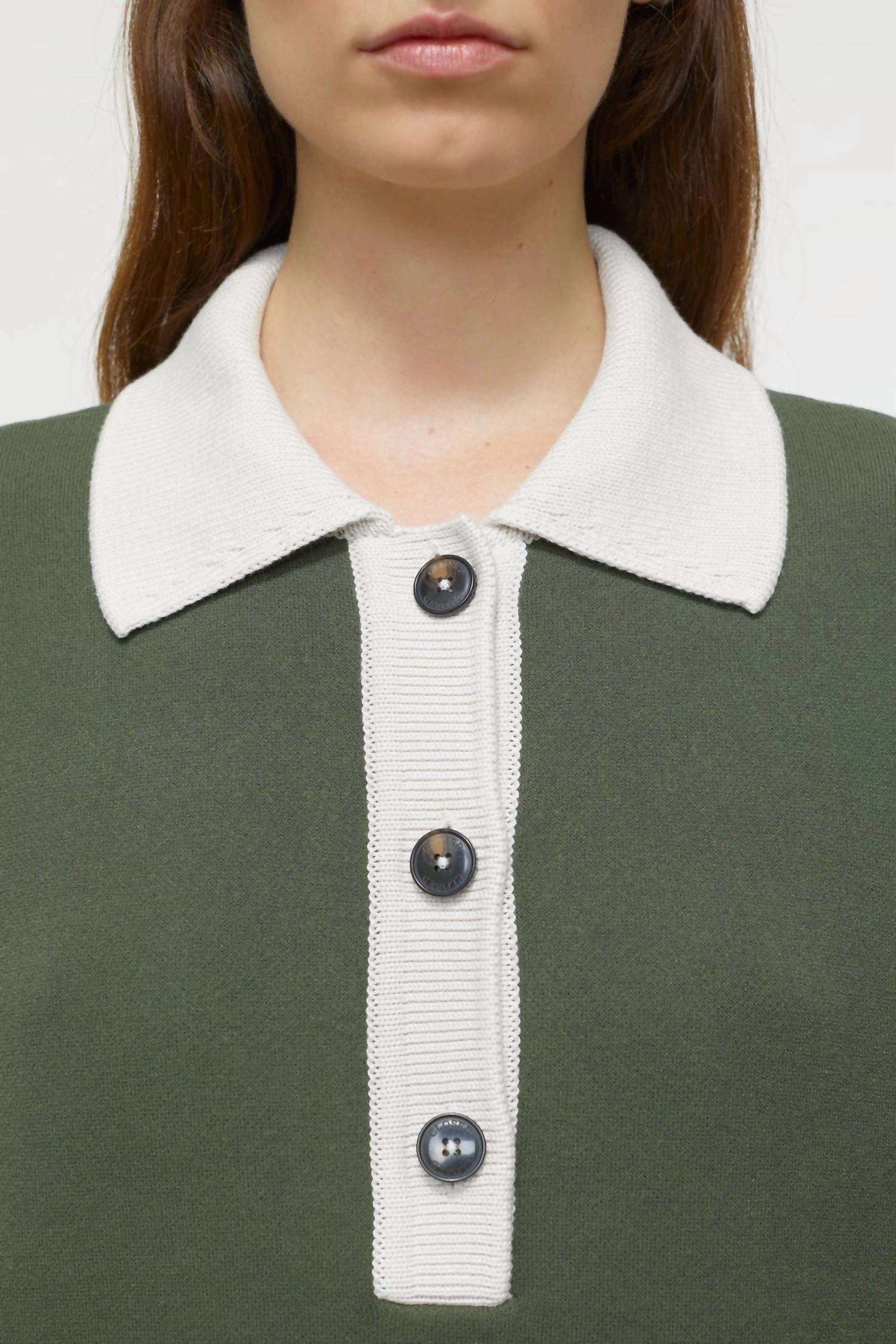 Women's Polo Shirt In Two-Tone In Green Weed