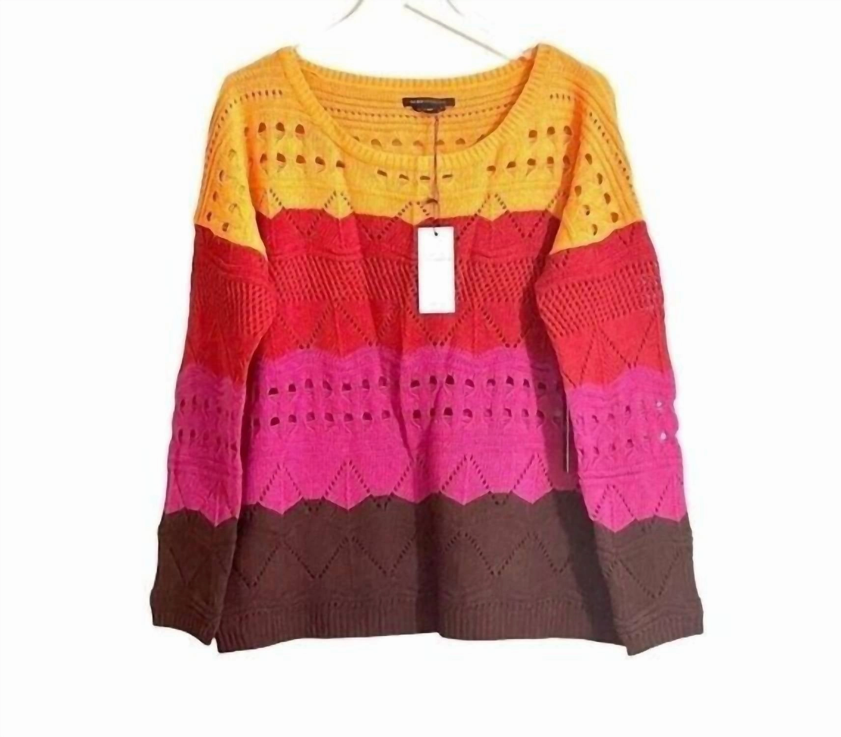 Women's Striped Oversized Knit Sweater In Orange Tops Womens - high-neck blouses