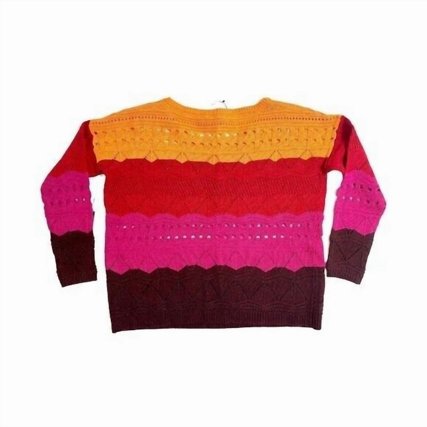 Women's Striped Oversized Knit Sweater In Orange
