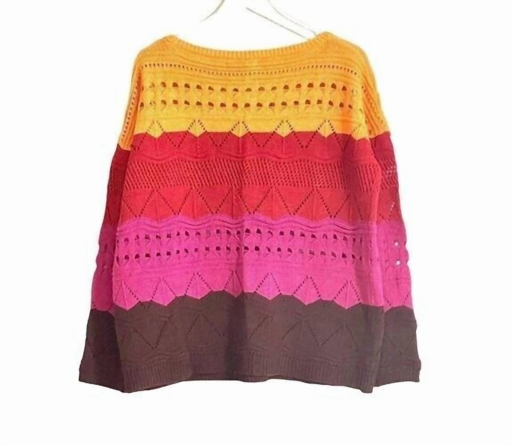 Women's Striped Oversized Knit Sweater In Orange