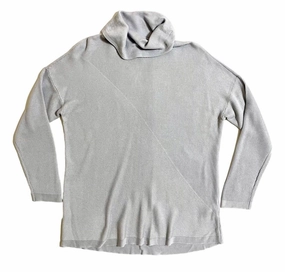 Women's Tencel Lyocell & Silk Cowl Neck Sweater In Blue Tops Womens - high-neck blouses