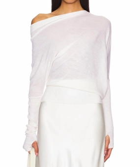 Women's Tissue Sweater In Off White Tops Womens - cold-shoulder tops