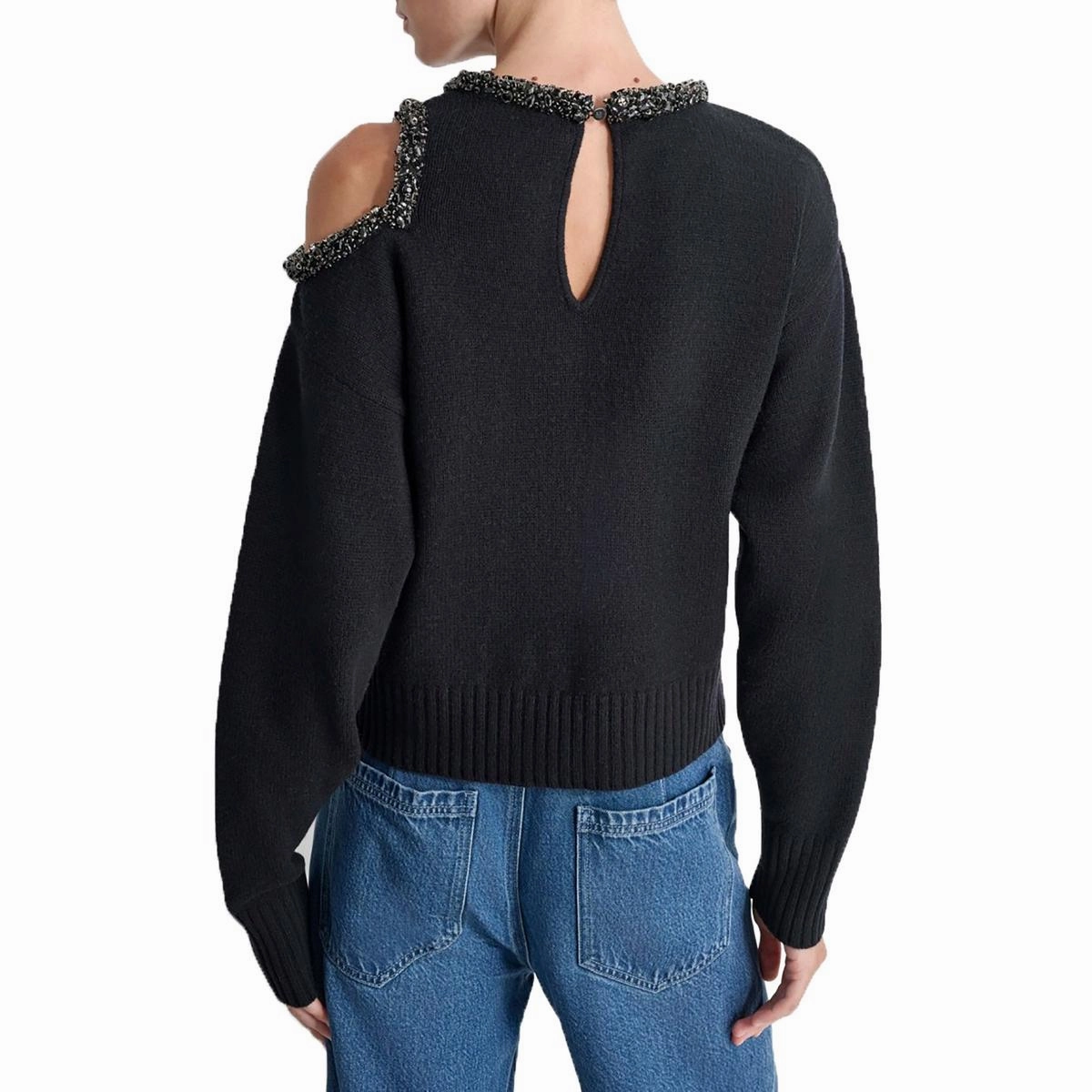 Womens Embellished Knit Pullover Sweater