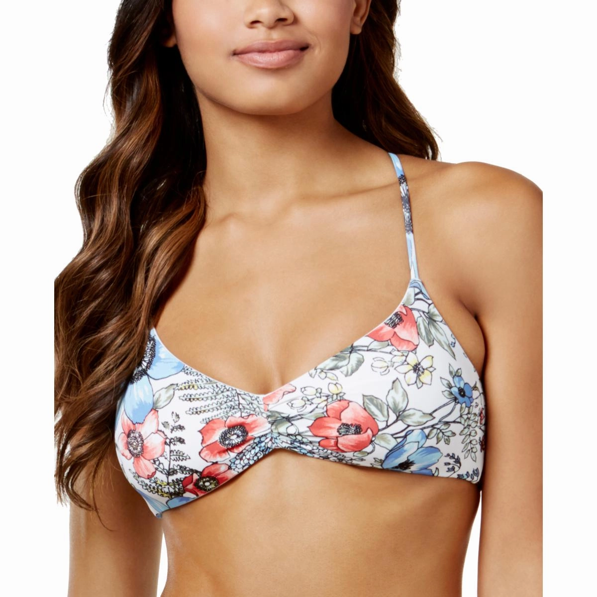 Womens Floral Bandeau Bikini Swim Top