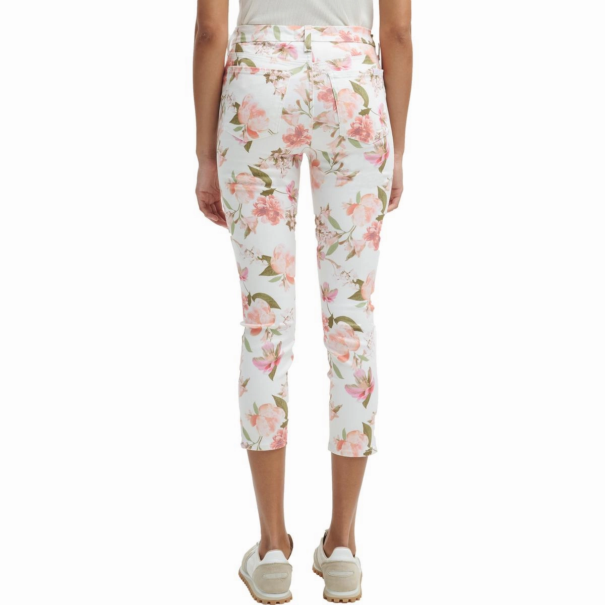Womens Floral Print Denim Cropped Jeans