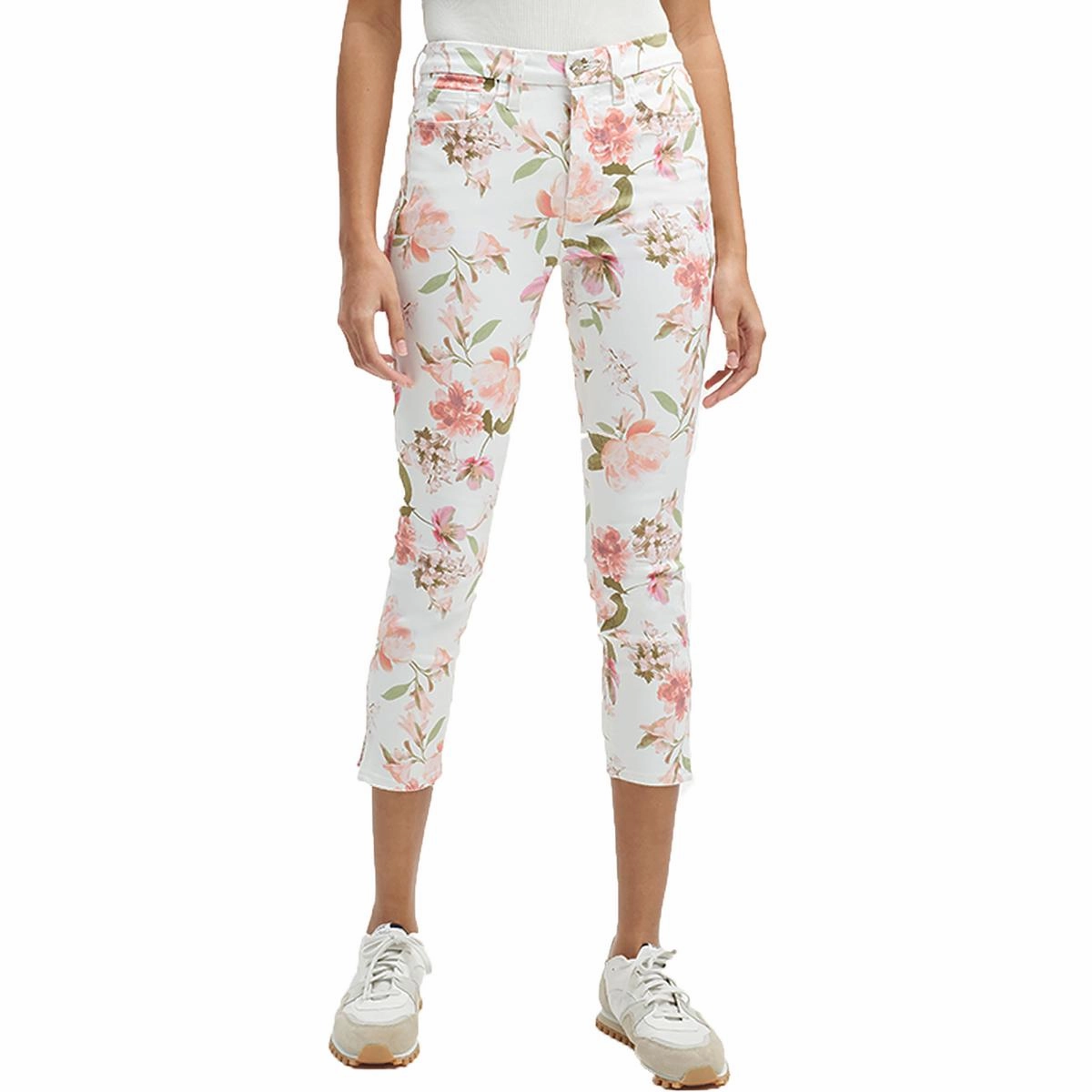 Womens Floral Print Denim Cropped Jeans womens cropped pants sale