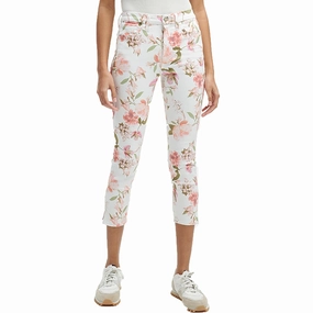 Womens Floral Print Denim Cropped Jeans womens cropped pants sale