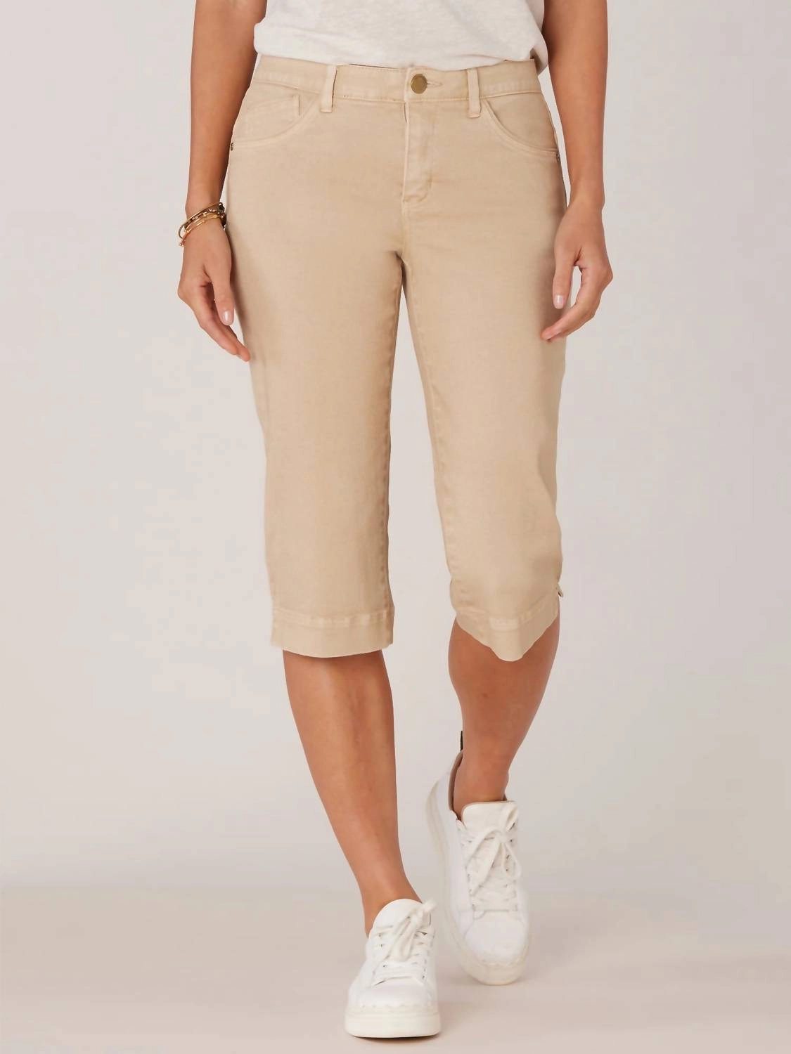 Womens Frey Hem Skimmer Pants In Tan