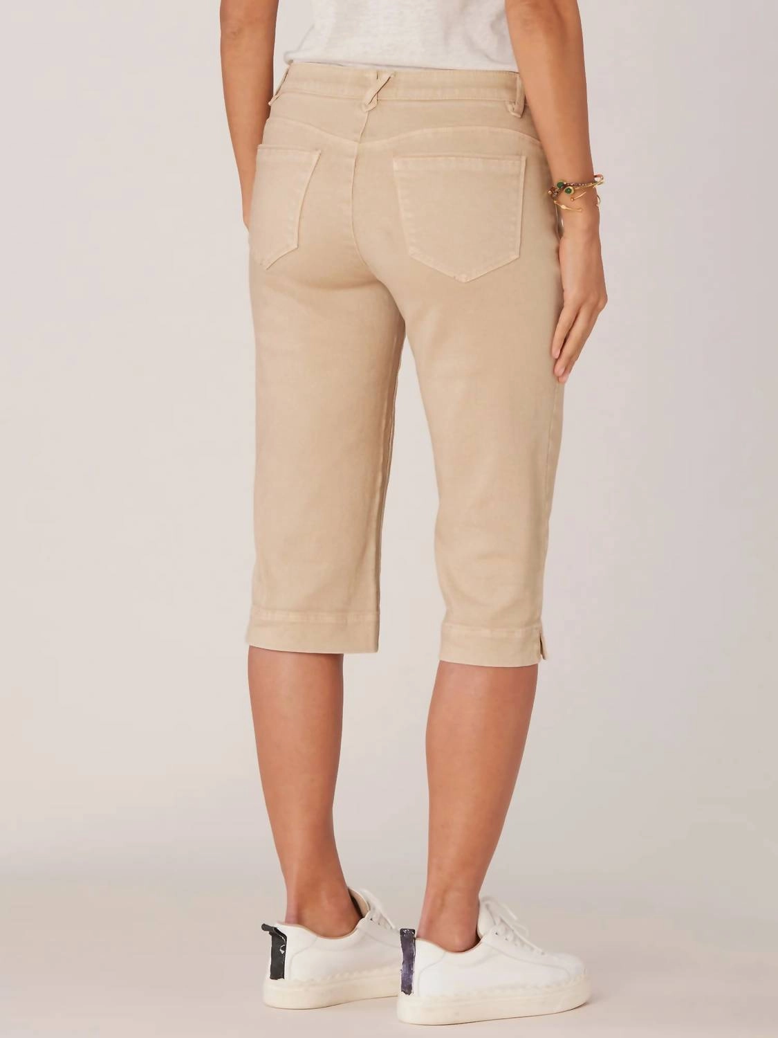 Womens Frey Hem Skimmer Pants In Tan