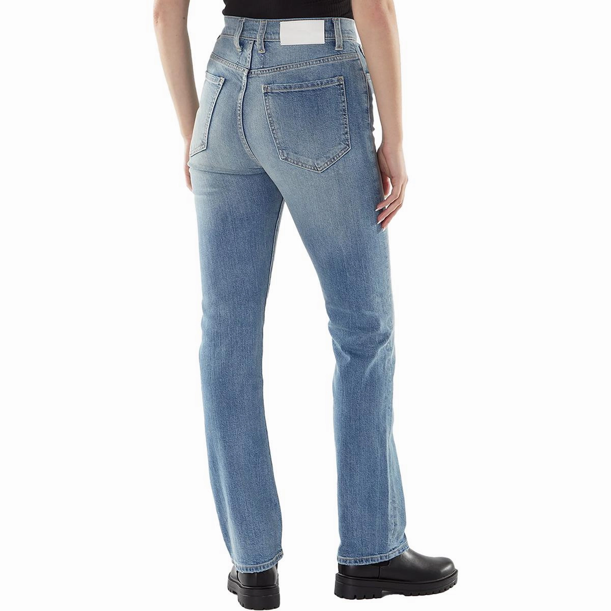 Womens High-Rise Faded Slim Jeans