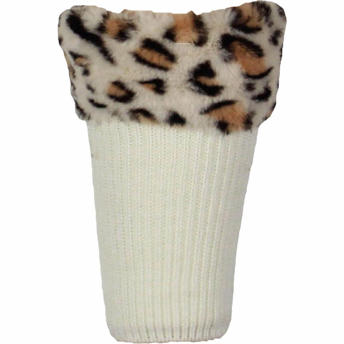 Womens Leopard Print Faux Fur Boot Toppers