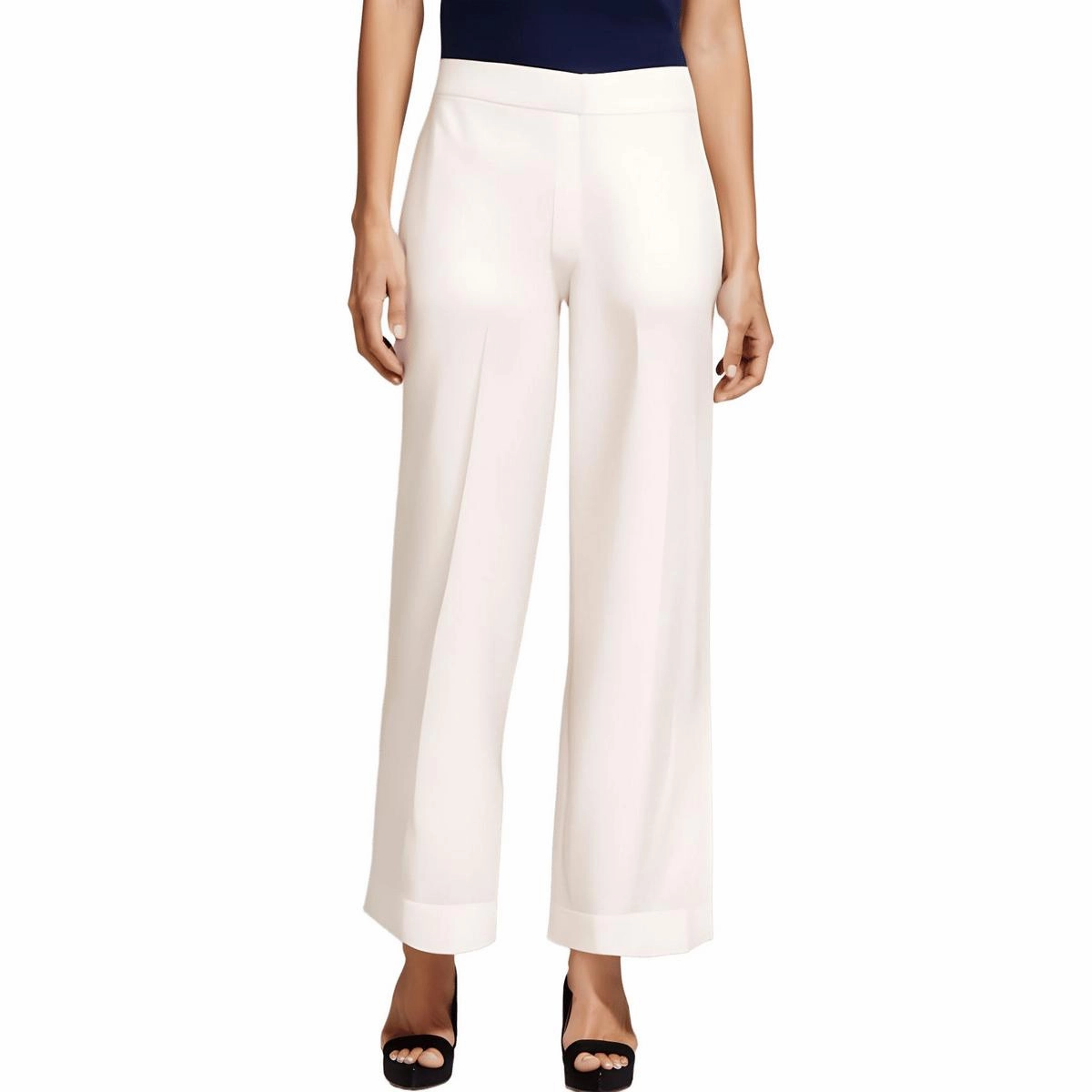 Womens Pocket Polyester Straight Leg Pants