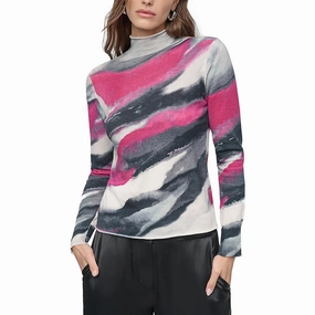 Womens Printed Cotton Turtleneck Sweater Tops Womens - cold-shoulder tops