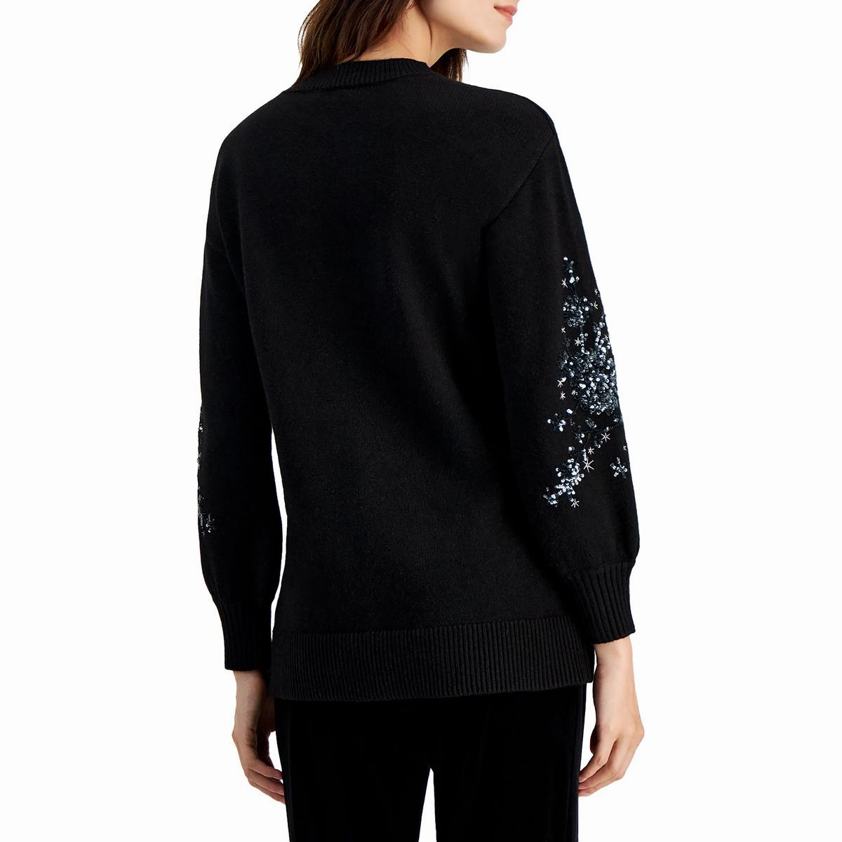 Womens Sequined Knit Tunic Sweater