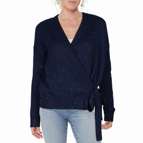 Womens Sequined Knit Wrap Sweater Tops Womens - bodysuits clearance