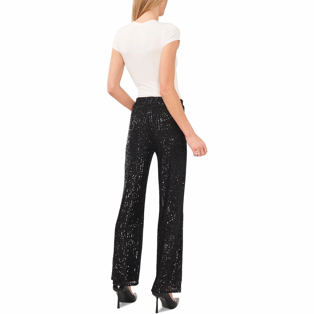 Womens Sequined Polyester Flared Pants