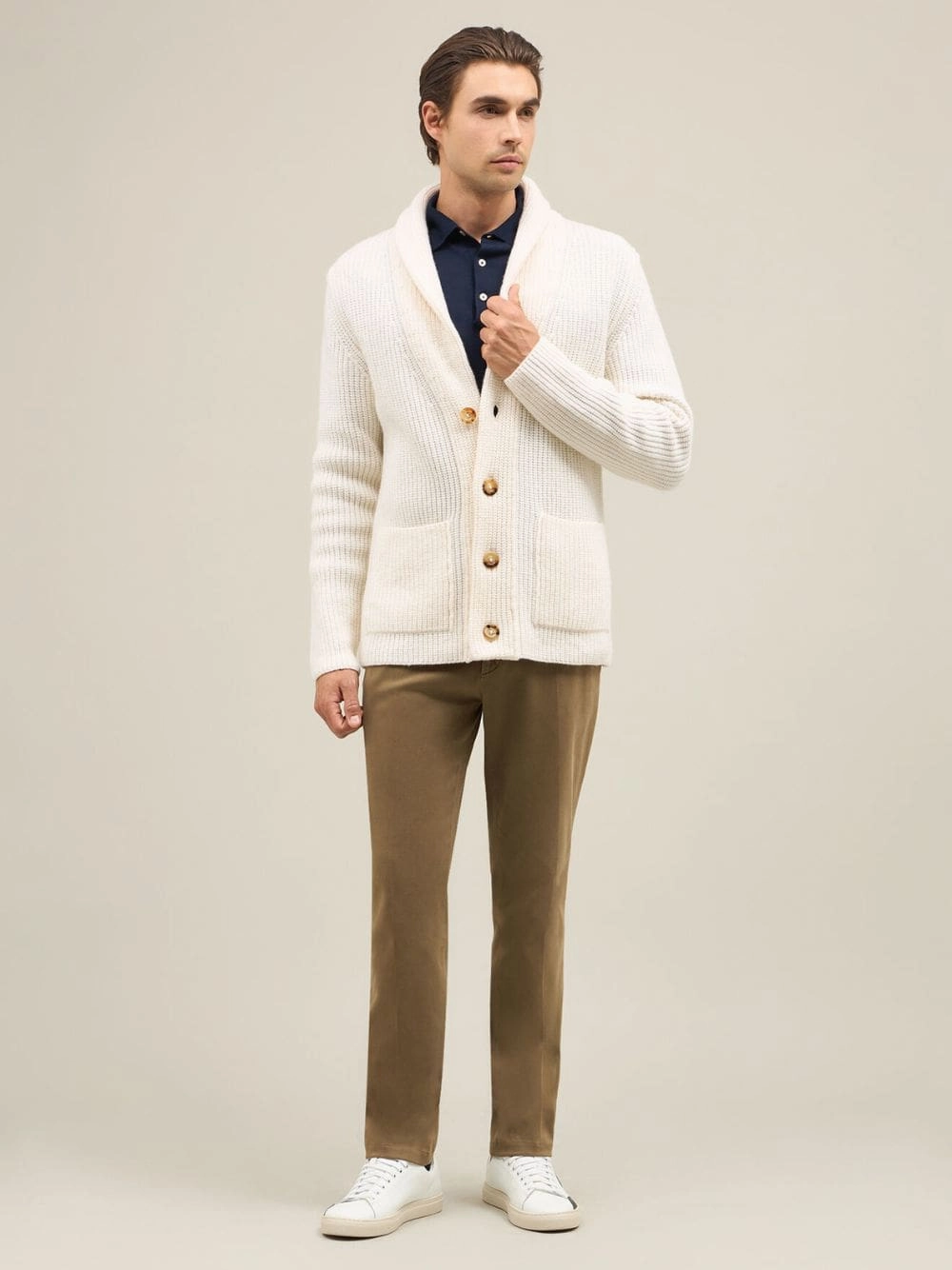 Wool and Cashmere Rib Knit Cardigan Knitwear Mens - men's sweaters sale