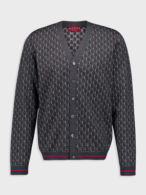 Wool and Silk GG Shadow Cardigan Knitwear Mens - men's sweaters sale