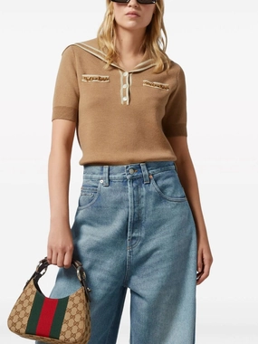 Wool Horsebit Polo Shirt Knitwear Womens - women's knitwear cheap