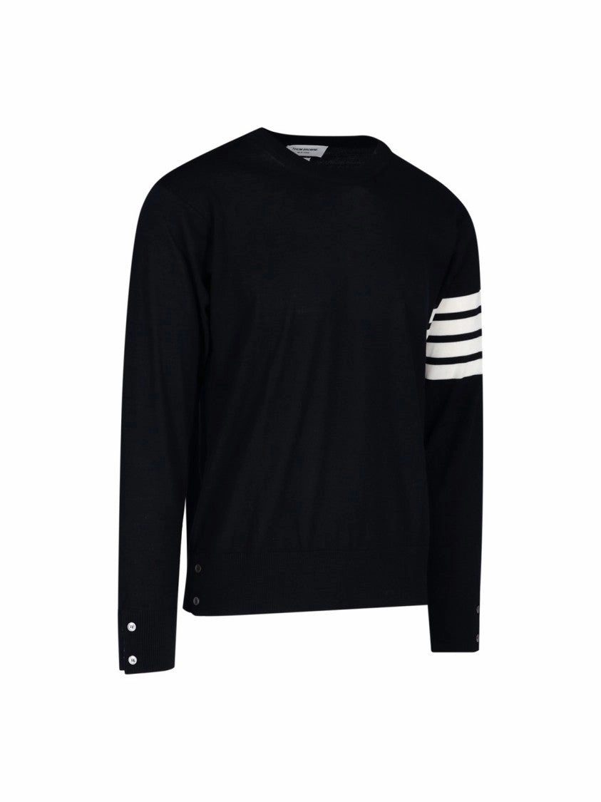 Wool Sweater "4-Bar" ?C Navy