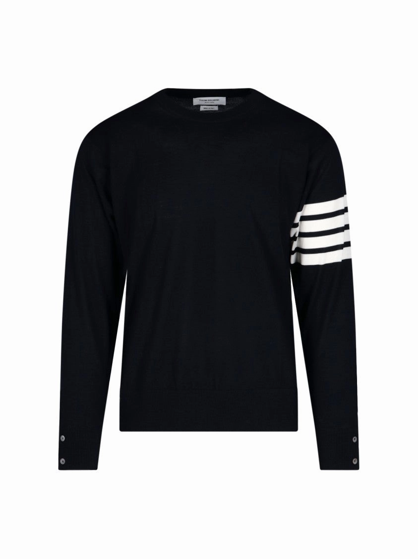 Wool Sweater "4-Bar" ?C Navy