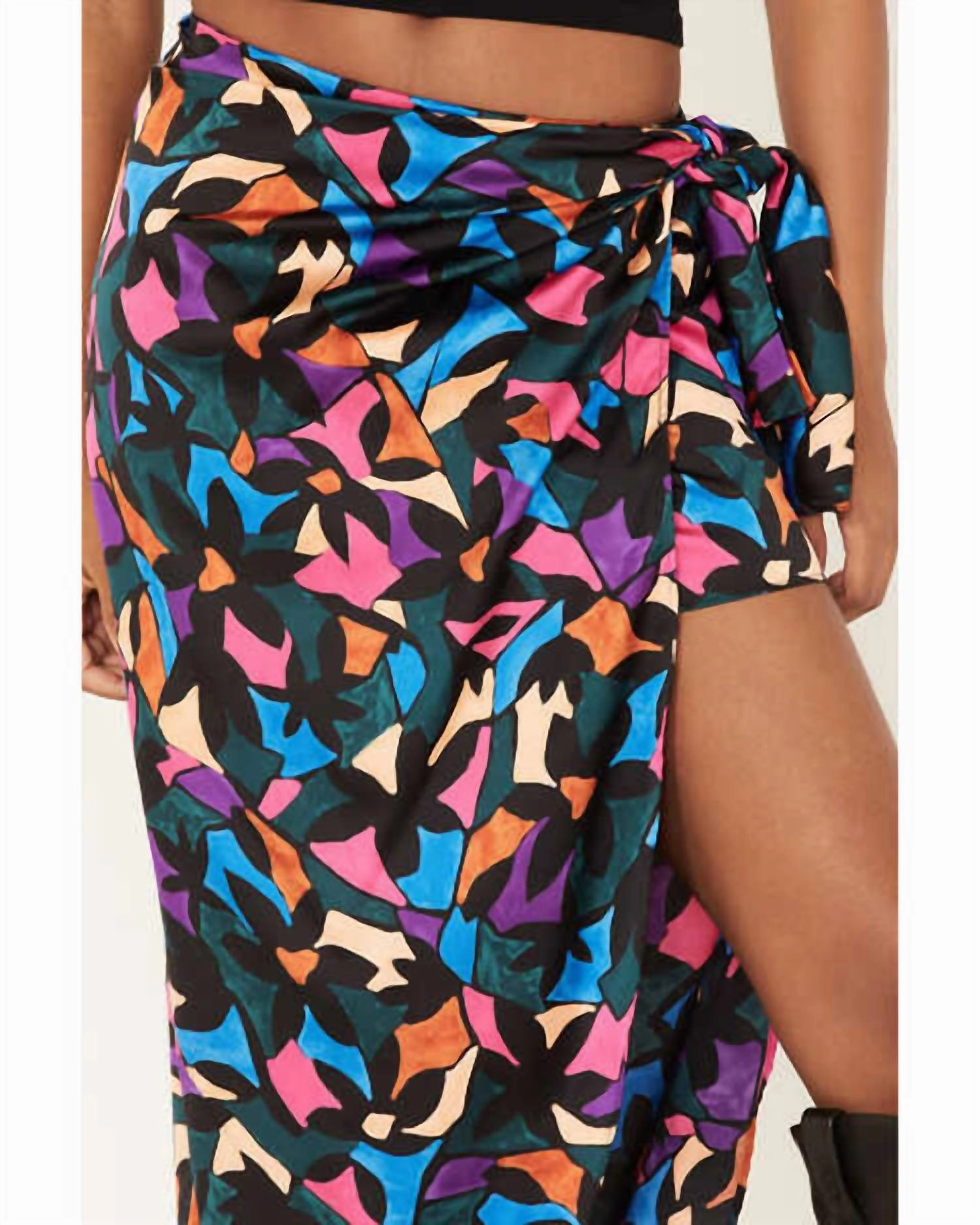 Wrap Me Up Skirt In Mosaic Magic Luxe Satin