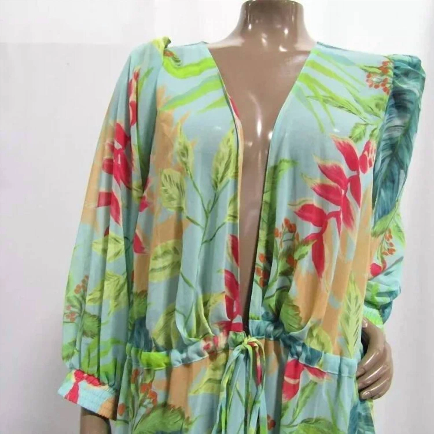 X Revolve Tropicalia Short Kimono Swim Cover-Up In Island Blue