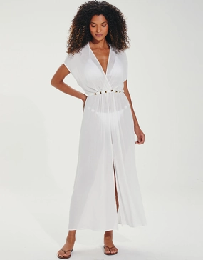 Yara Detail Long Cover Up - Off White Swim Womens - bikinis clearance