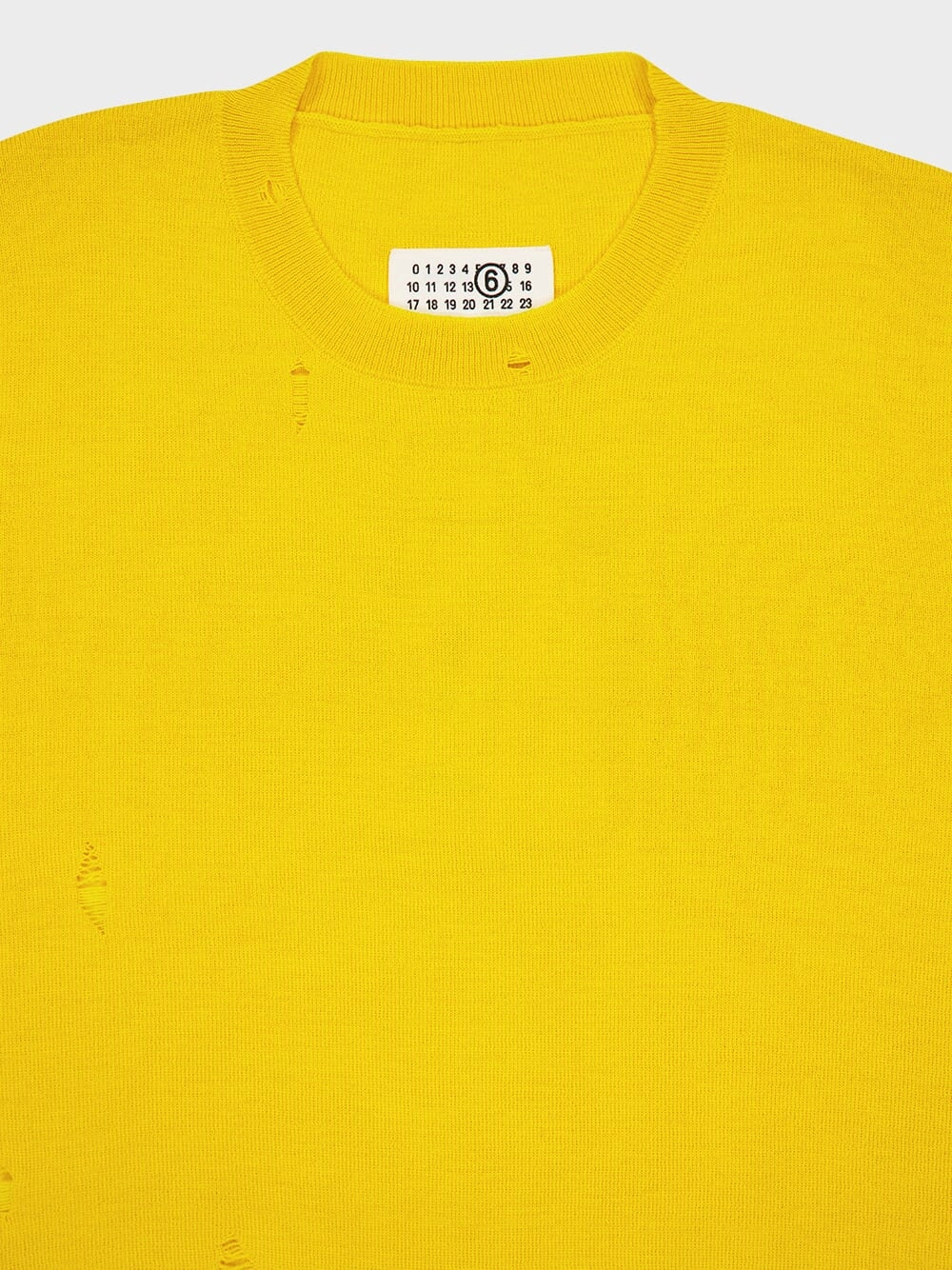 Yellow Distressed Virgin Wool Knit Sweater