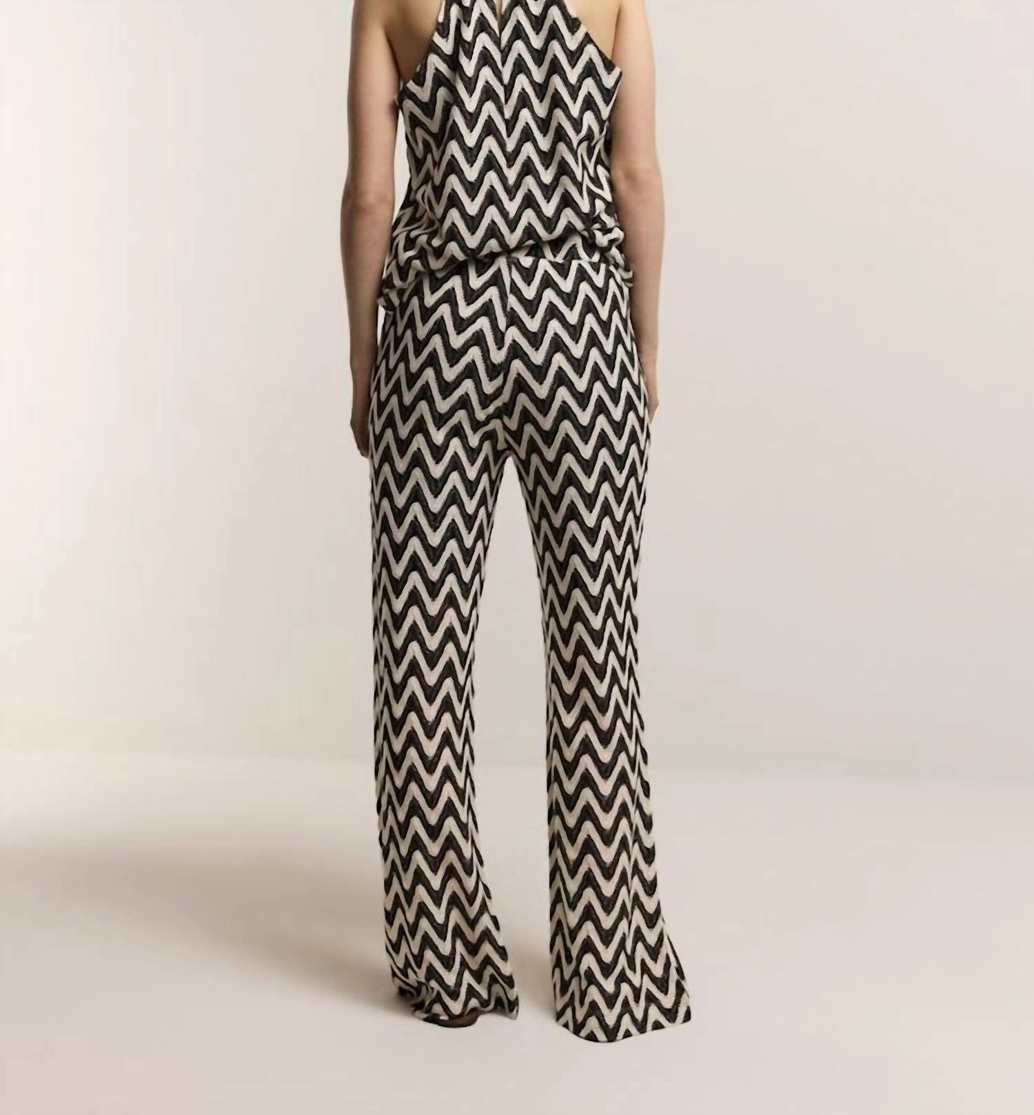 Zig Zag Crochet Pant In Black/ivory