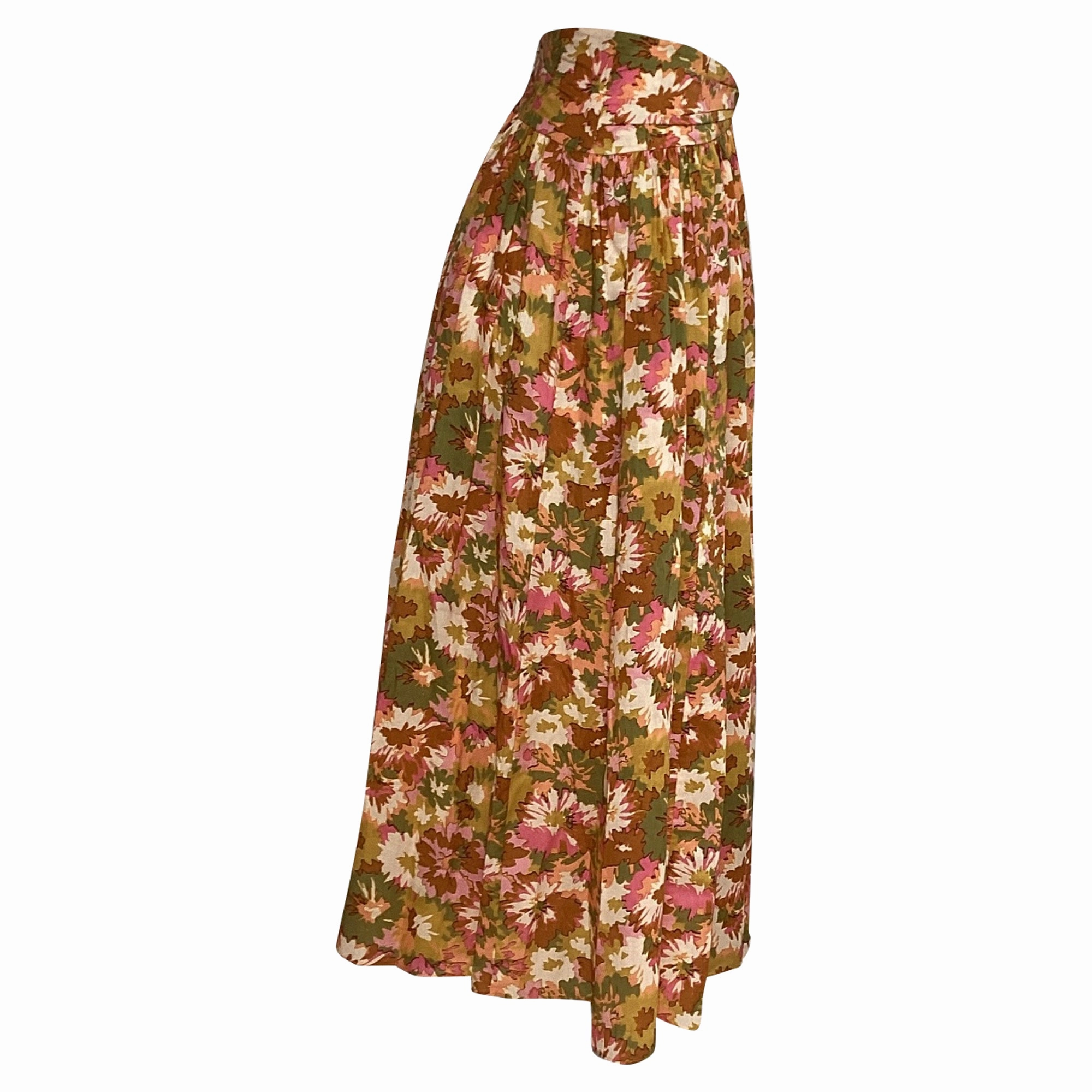 Zimmermann Floral-Print Gathered Midi Skirt in Multicolor Cotton